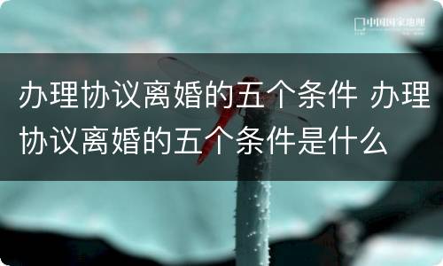 办理协议离婚的五个条件 办理协议离婚的五个条件是什么