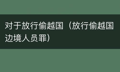 对于放行偷越国（放行偷越国边境人员罪）