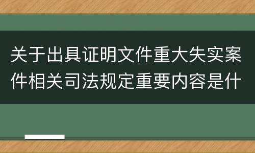 关于出具证明文件重大失实案件相关司法规定重要内容是什么