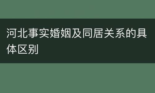 河北事实婚姻及同居关系的具体区别