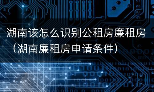 湖南该怎么识别公租房廉租房（湖南廉租房申请条件）