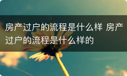 房产过户的流程是什么样 房产过户的流程是什么样的