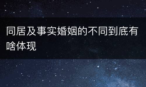 同居及事实婚姻的不同到底有啥体现