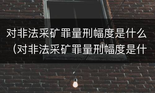 对非法采矿罪量刑幅度是什么（对非法采矿罪量刑幅度是什么规定）