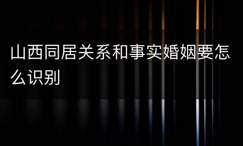 山西同居关系和事实婚姻要怎么识别