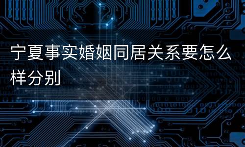 宁夏事实婚姻同居关系要怎么样分别