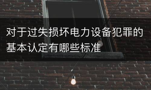对于过失损坏电力设备犯罪的基本认定有哪些标准