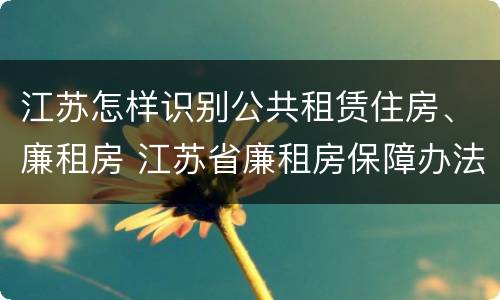 江苏怎样识别公共租赁住房、廉租房 江苏省廉租房保障办法