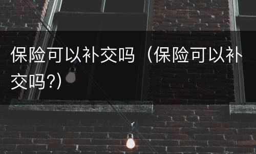 保险可以补交吗（保险可以补交吗?）