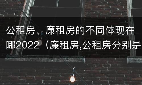 公租房、廉租房的不同体现在哪2022（廉租房,公租房分别是什么意思?）