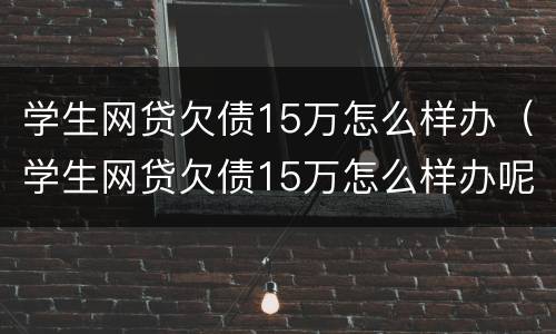 学生网贷欠债15万怎么样办（学生网贷欠债15万怎么样办呢）