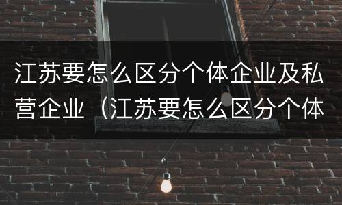 江苏要怎么区分个体企业及私营企业（江苏要怎么区分个体企业及私营企业呢）