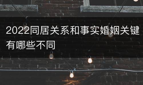 2022同居关系和事实婚姻关键有哪些不同
