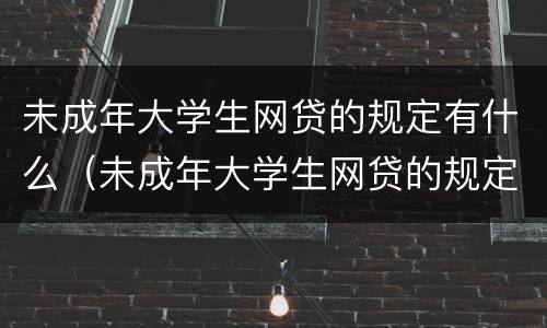 未成年大学生网贷的规定有什么（未成年大学生网贷的规定有什么条件）