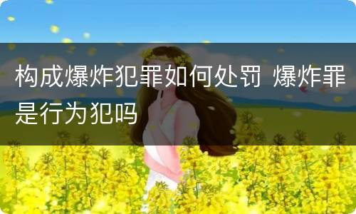 构成爆炸犯罪如何处罚 爆炸罪是行为犯吗