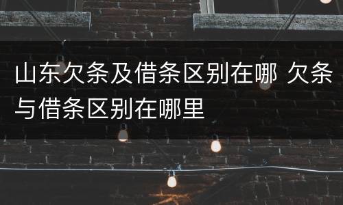 山东欠条及借条区别在哪 欠条与借条区别在哪里