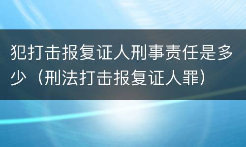 犯打击报复证人刑事责任是多少（刑法打击报复证人罪）