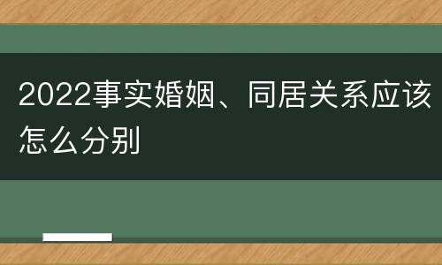 2022事实婚姻、同居关系应该怎么分别