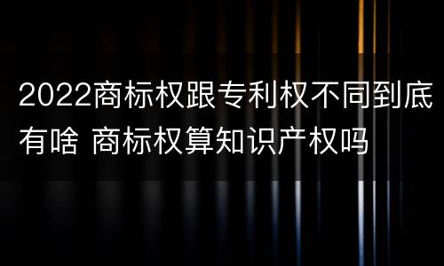 2022商标权跟专利权不同到底有啥 商标权算知识产权吗