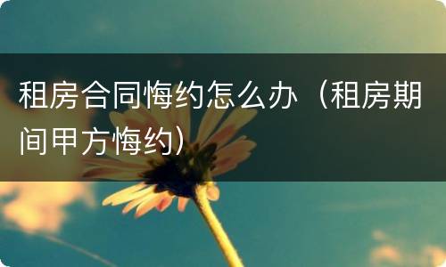 租房合同悔约怎么办（租房期间甲方悔约）