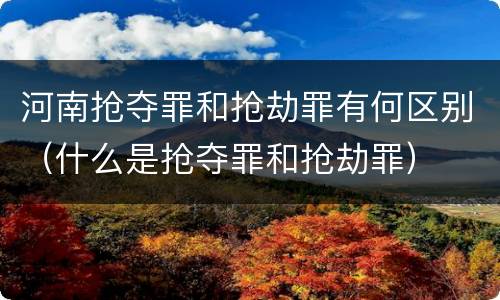 河南抢夺罪和抢劫罪有何区别（什么是抢夺罪和抢劫罪）