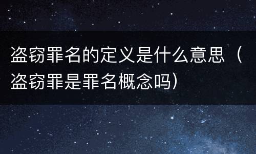 盗窃罪名的定义是什么意思（盗窃罪是罪名概念吗）