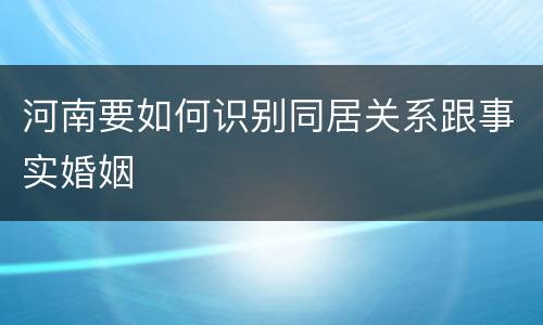 河南要如何识别同居关系跟事实婚姻