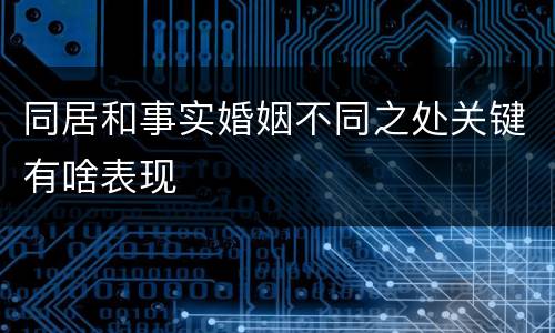 同居和事实婚姻不同之处关键有啥表现