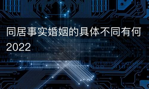 同居事实婚姻的具体不同有何2022