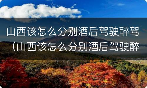 山西该怎么分别酒后驾驶醉驾（山西该怎么分别酒后驾驶醉驾和醉驾）