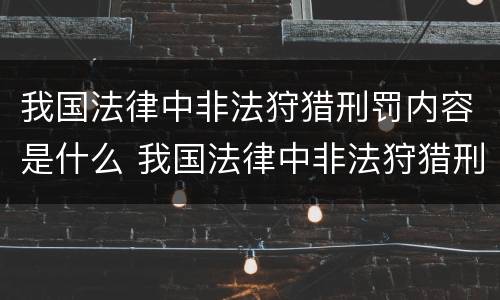 我国法律中非法狩猎刑罚内容是什么 我国法律中非法狩猎刑罚内容是什么呢