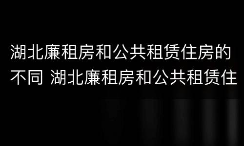 湖北廉租房和公共租赁住房的不同 湖北廉租房和公共租赁住房的不同标准
