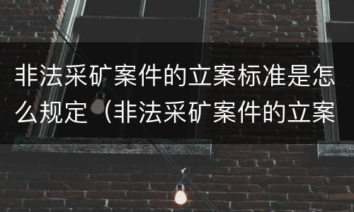 非法采矿案件的立案标准是怎么规定（非法采矿案件的立案标准是怎么规定出来的）