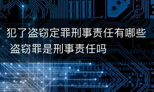 犯了盗窃定罪刑事责任有哪些 盗窃罪是刑事责任吗