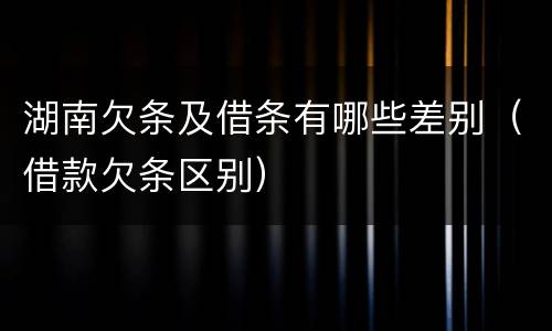 湖南欠条及借条有哪些差别（借款欠条区别）