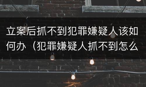 立案后抓不到犯罪嫌疑人该如何办（犯罪嫌疑人抓不到怎么办）