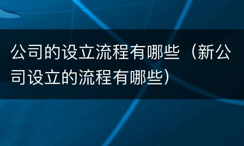 公司的设立流程有哪些（新公司设立的流程有哪些）
