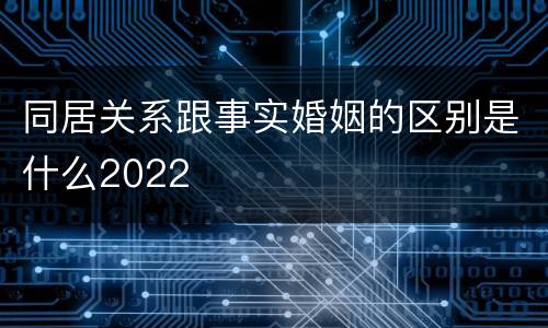 同居关系跟事实婚姻的区别是什么2022