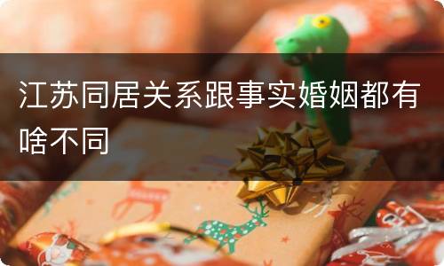 江苏同居关系跟事实婚姻都有啥不同