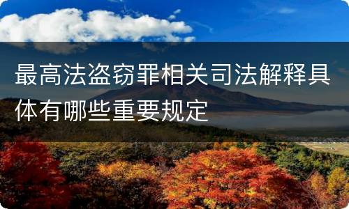 最高法盗窃罪相关司法解释具体有哪些重要规定