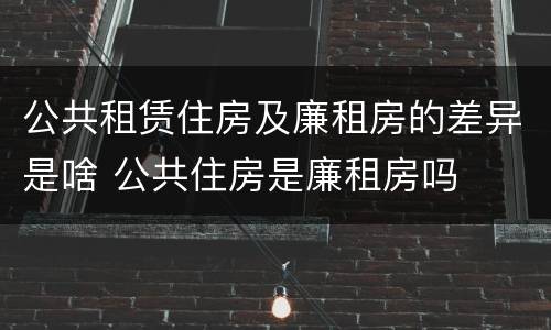公共租赁住房及廉租房的差异是啥 公共住房是廉租房吗