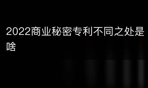 2022商业秘密专利不同之处是啥