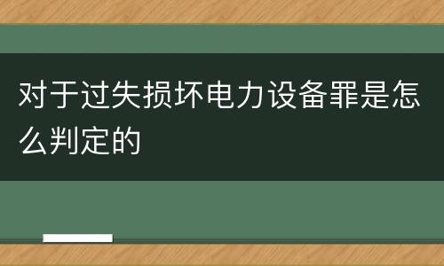 对于过失损坏电力设备罪是怎么判定的