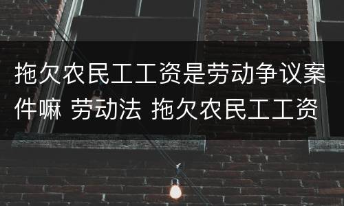 拖欠农民工工资是劳动争议案件嘛 劳动法 拖欠农民工工资