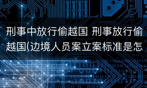 刑事中放行偷越国 刑事放行偷越国(边境人员案立案标准是怎样的