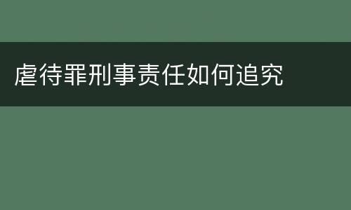 虐待罪刑事责任如何追究