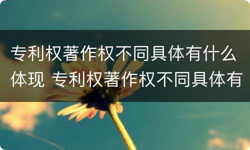 专利权著作权不同具体有什么体现 专利权著作权不同具体有什么体现吗