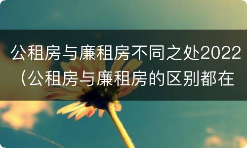 公租房与廉租房不同之处2022（公租房与廉租房的区别都在此,别再搞错了!）