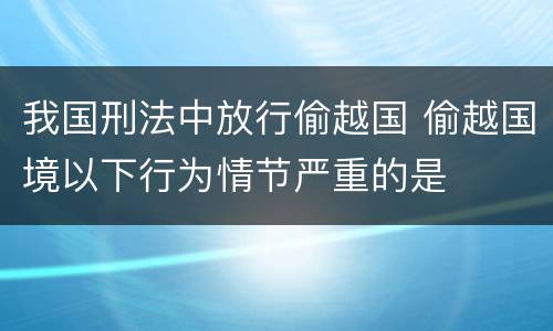 我国刑法中放行偷越国 偷越国境以下行为情节严重的是