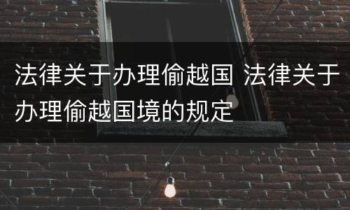 法律关于办理偷越国 法律关于办理偷越国境的规定